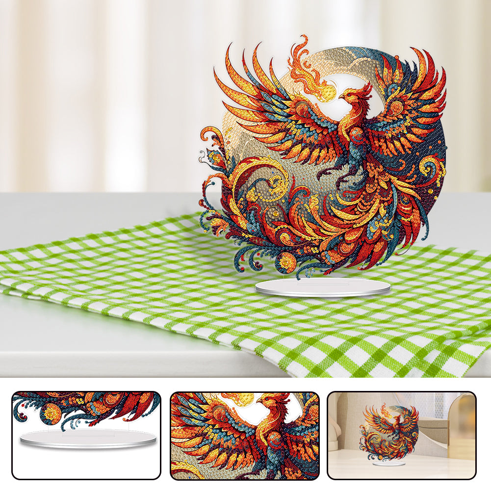 Acrylic Phoenix Diamond Painting Desktop Ornaments Bedroom Table Decor