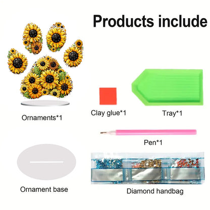 Special Shape Sunflower Paw Diamond Painting Desktop Decorations for Home Decor
