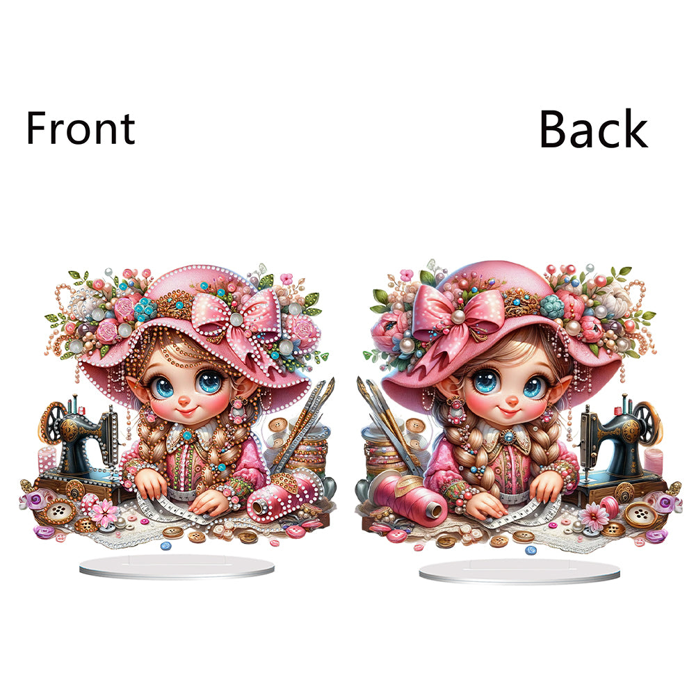 PVC Special Shaped Sewing Machine Girl Desktop Diamond Art Kits Bedroom Decor