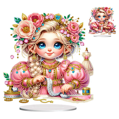 PVC Special Shaped Sewing Machine Girl Desktop Diamond Art Kits Bedroom Decor