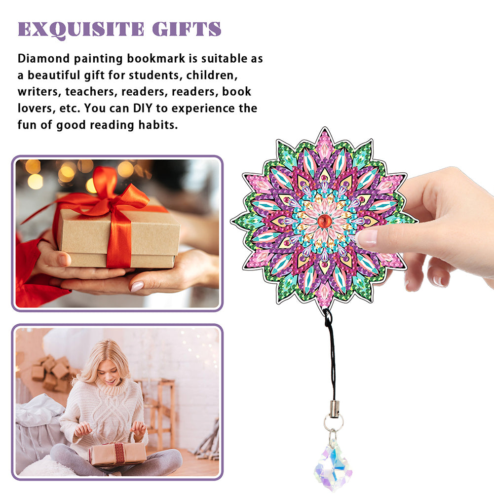 2Pcs Special Shape Colorful Mandala Diamond Painting Bookmark Art Projects