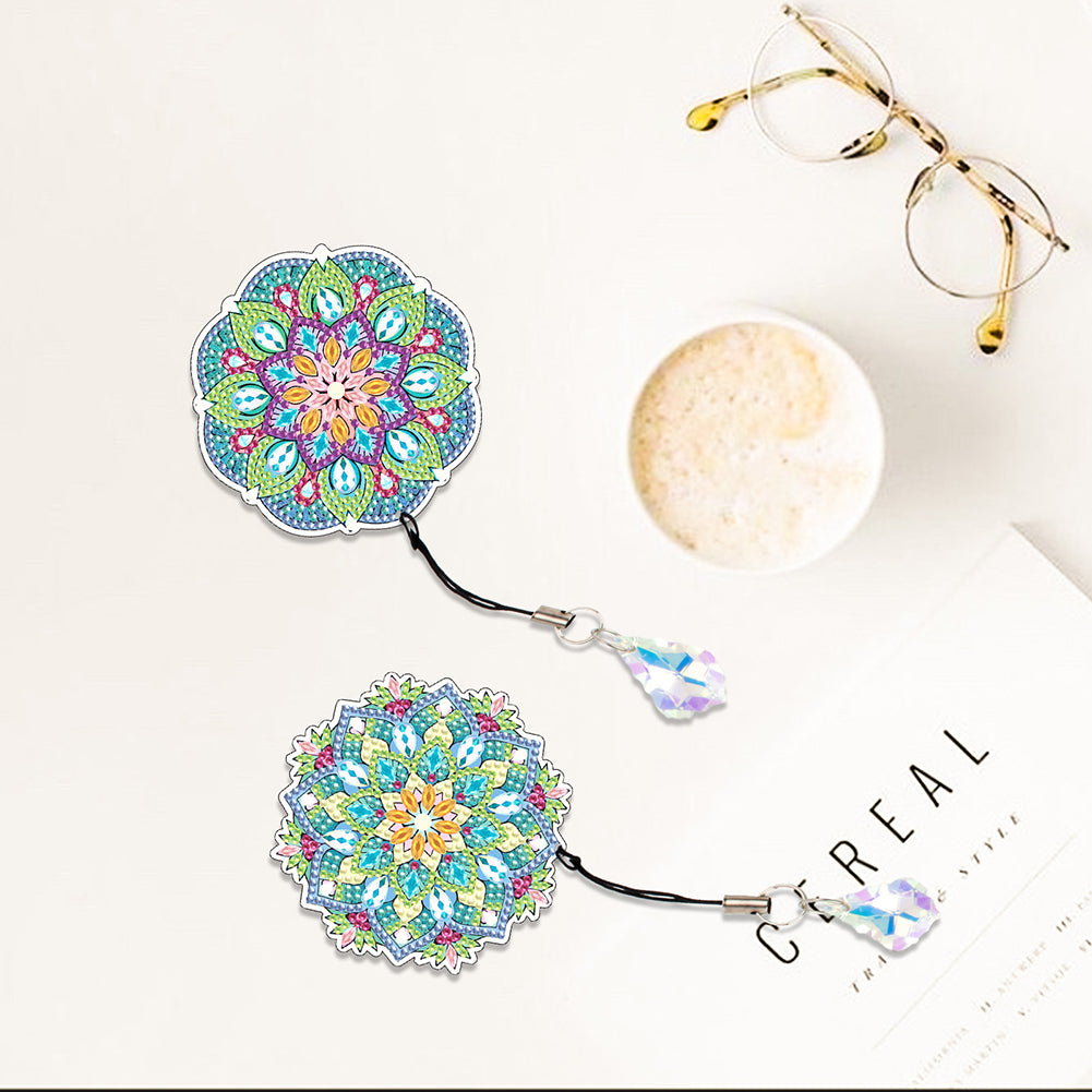 2Pcs Special Shape Colorful Mandala Diamond Painting Bookmark Art Projects