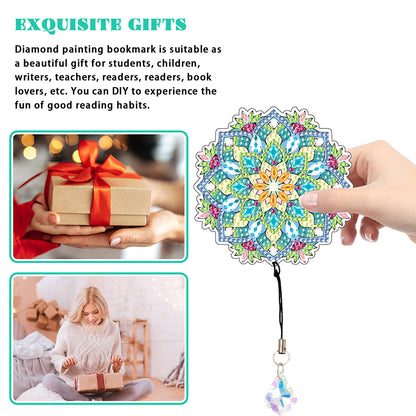 2Pcs Special Shape Colorful Mandala Diamond Painting Bookmark Art Projects