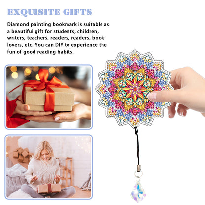 2Pcs Special Shape Colorful Mandala Diamond Painting Bookmark Art Projects