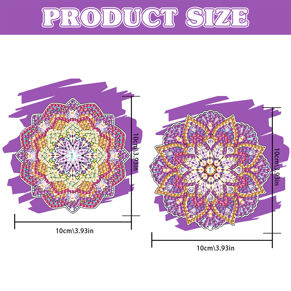 2Pcs Special Shape Colorful Mandala Diamond Painting Bookmark Art Projects