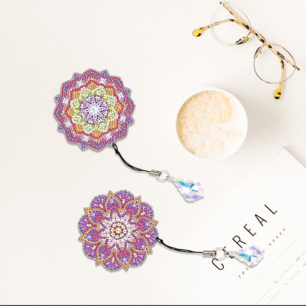 2Pcs Special Shape Colorful Mandala Diamond Painting Bookmark Art Projects