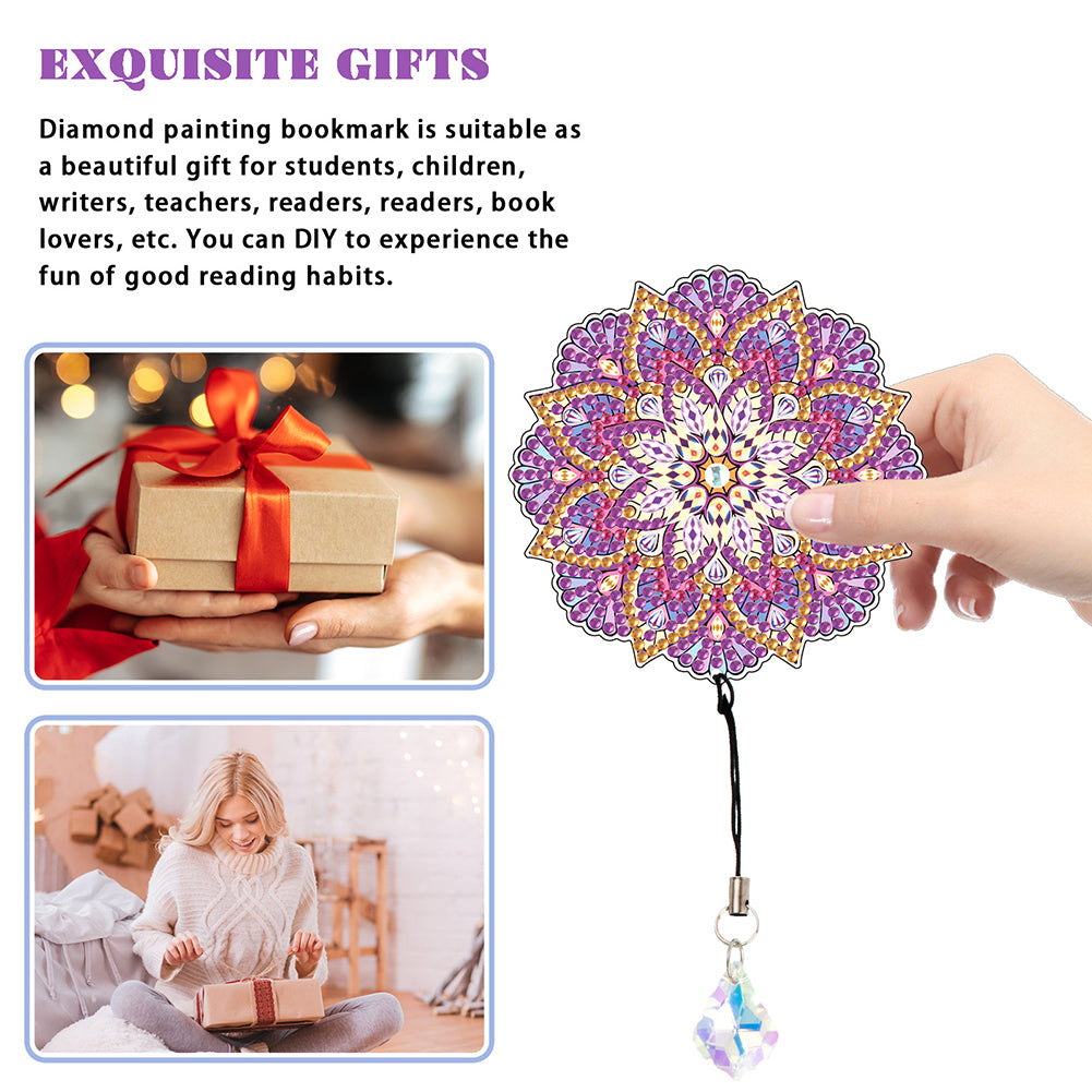 2Pcs Special Shape Colorful Mandala Diamond Painting Bookmark Art Projects