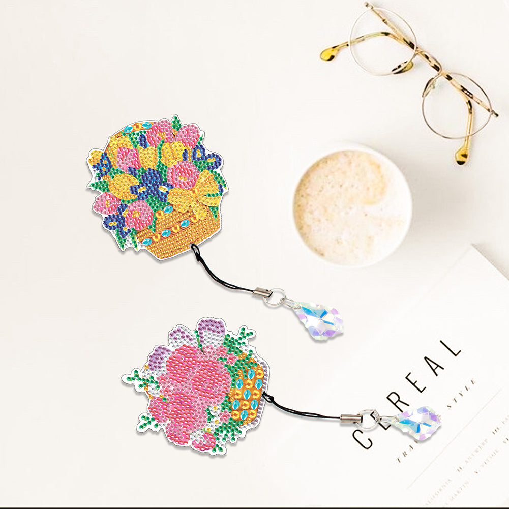 2Pcs Special Shape Bouquet 5D DIY Diamond Painting Bookmark for Reading Day Gift