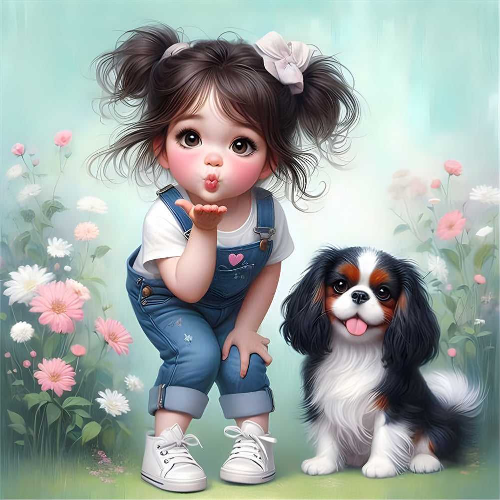 Cute Pet Kids - Full Round Drill Diamond Painting 30*30CM