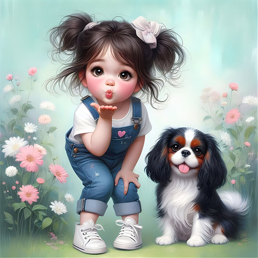 Cute Pet Kids - Full Round Drill Diamond Painting 30*30CM