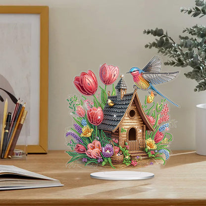 Tulip Cottage Acrylic Special Shape DIY Diamond Painting Desktop Ornaments