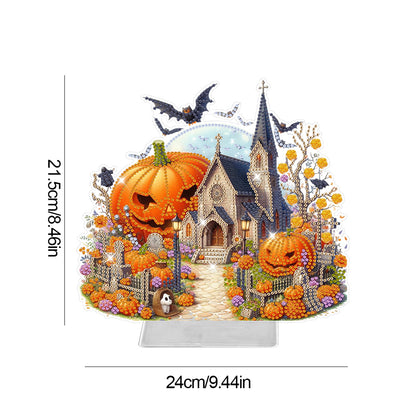 Acrylic Special Shaped Halloween Pumpkin Church 5D DIY Diamond Art Table Decor