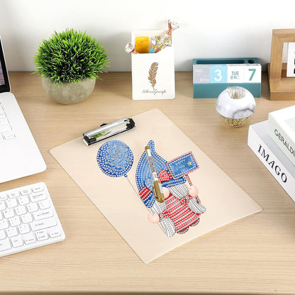 Acrylic Gnome 5D DIY Diamond Painting File Folder Clipboard Office Stationary