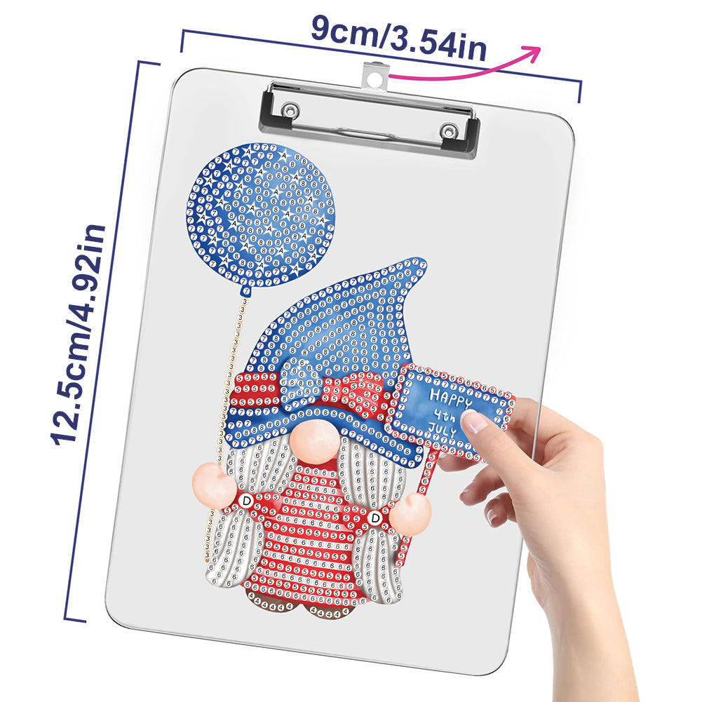 Acrylic Gnome 5D DIY Diamond Painting File Folder Clipboard Office Stationary