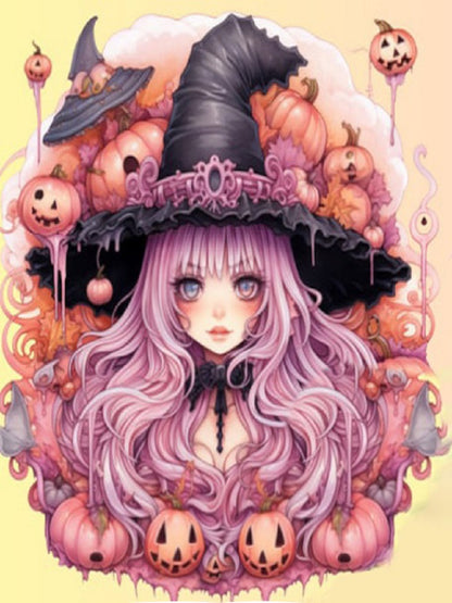 Pumpkin Witch - Full Round Drill Diamond Painting 30*40CM