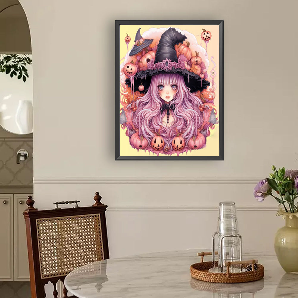 Pumpkin Witch - Full Round Drill Diamond Painting 30*40CM