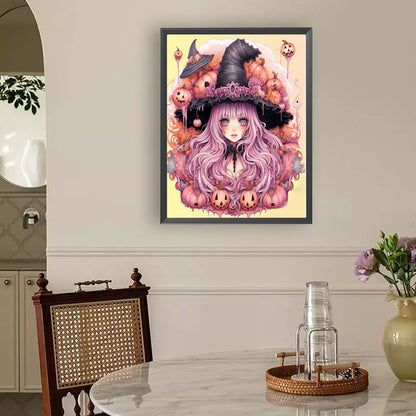 Pumpkin Witch - Full Round Drill Diamond Painting 30*40CM