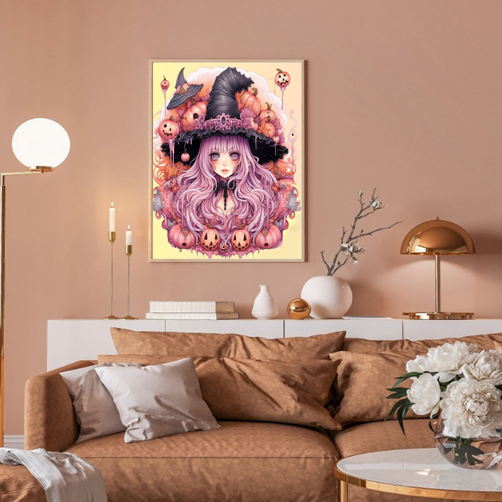 Pumpkin Witch - Full Round Drill Diamond Painting 30*40CM