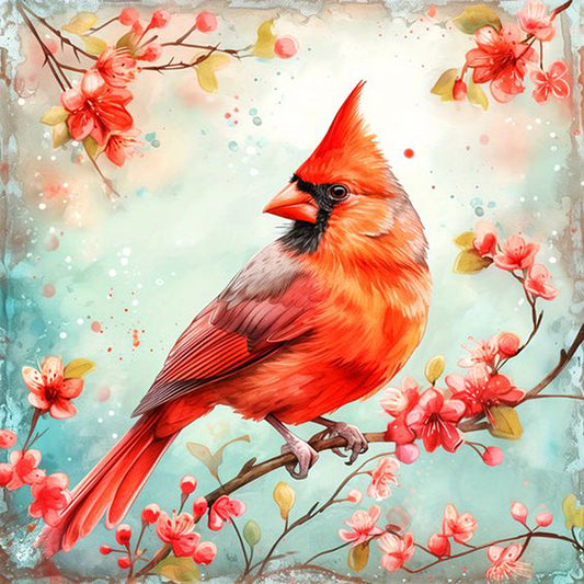 Red Linnet On Branch - Full AB Round Drill Diamond Painting 40*40CM