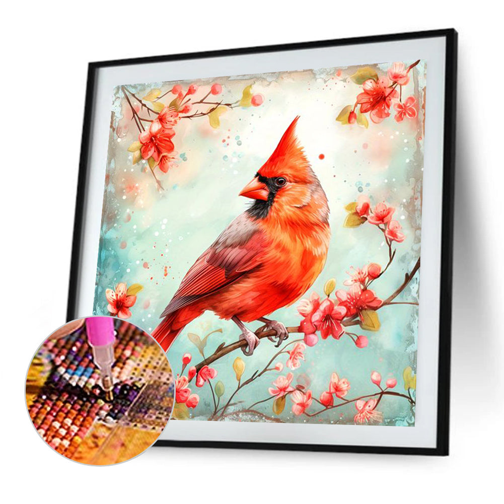 Red Linnet On Branch - Full AB Round Drill Diamond Painting 40*40CM