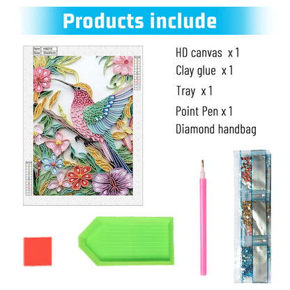 Flowers Hummingbird - Special Shaped Drill Diamond Painting 30*40CM
