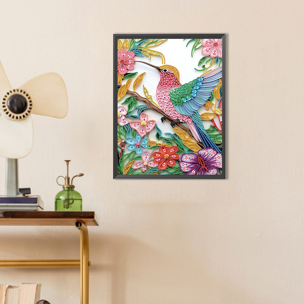 Flowers Hummingbird - Special Shaped Drill Diamond Painting 30*40CM