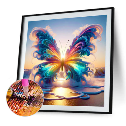 Colorful Butterflies On The Beach - Full Round Drill Diamond Painting 40*40CM