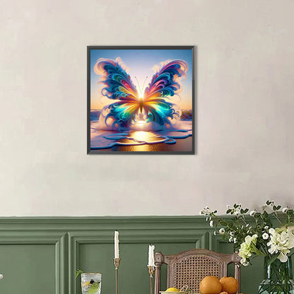 Colorful Butterflies On The Beach - Full Round Drill Diamond Painting 40*40CM