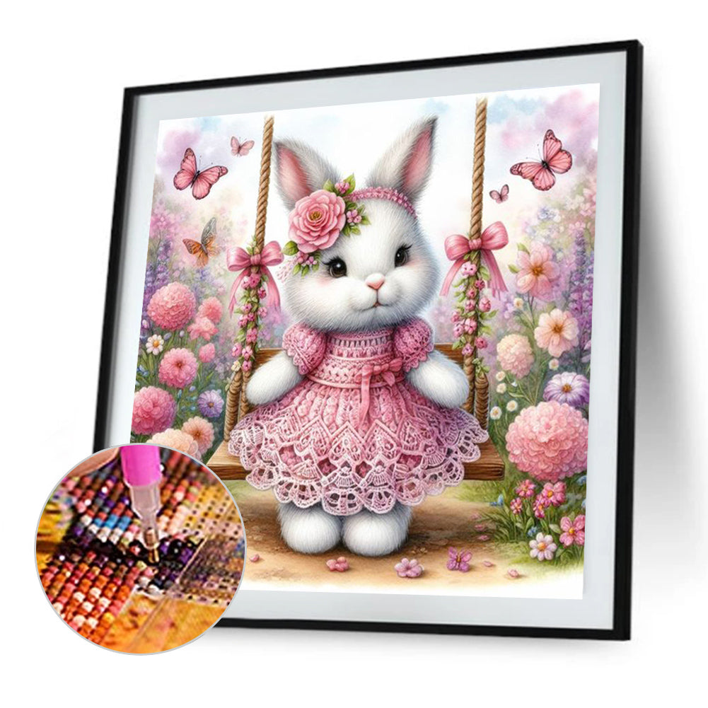 Rabbit On The Swing - Full AB Round Drill Diamond Painting 30*30CM