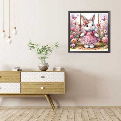 Rabbit On The Swing - Full AB Round Drill Diamond Painting 30*30CM