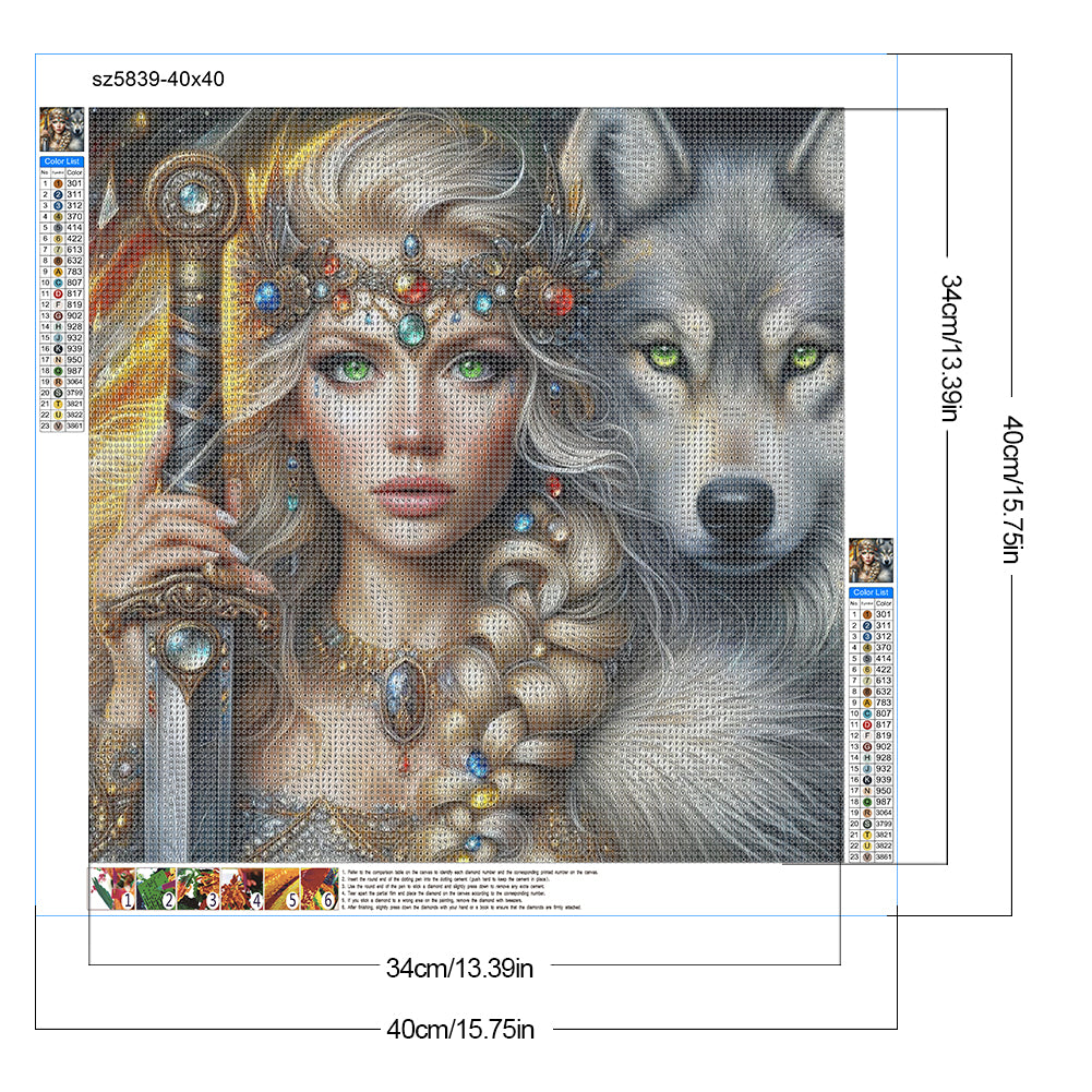 Beauty And The Wolf - Full Round Drill Diamond Painting 40*40CM