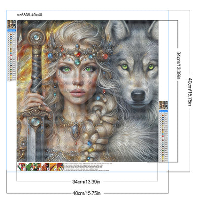 Beauty And The Wolf - Full Round Drill Diamond Painting 40*40CM