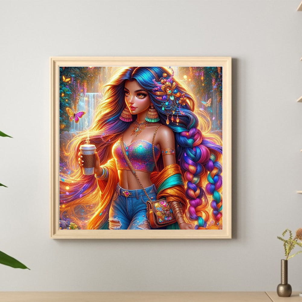 Girl With Braided Hair - Full Round Drill Diamond Painting 40*40CM