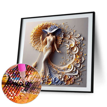 Temperament Girl - Full Round Drill Diamond Painting 40*40CM