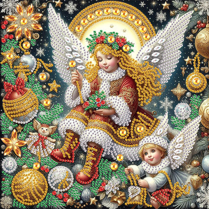 Christmas Atmosphere Angel - Special Shaped Drill Diamond Painting 30*30CM