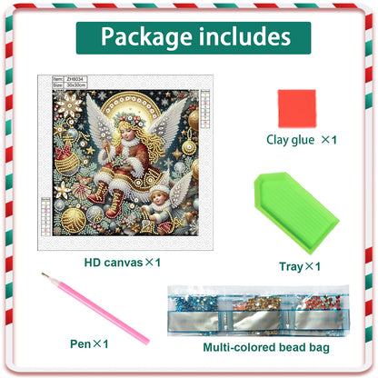 Christmas Atmosphere Angel - Special Shaped Drill Diamond Painting 30*30CM
