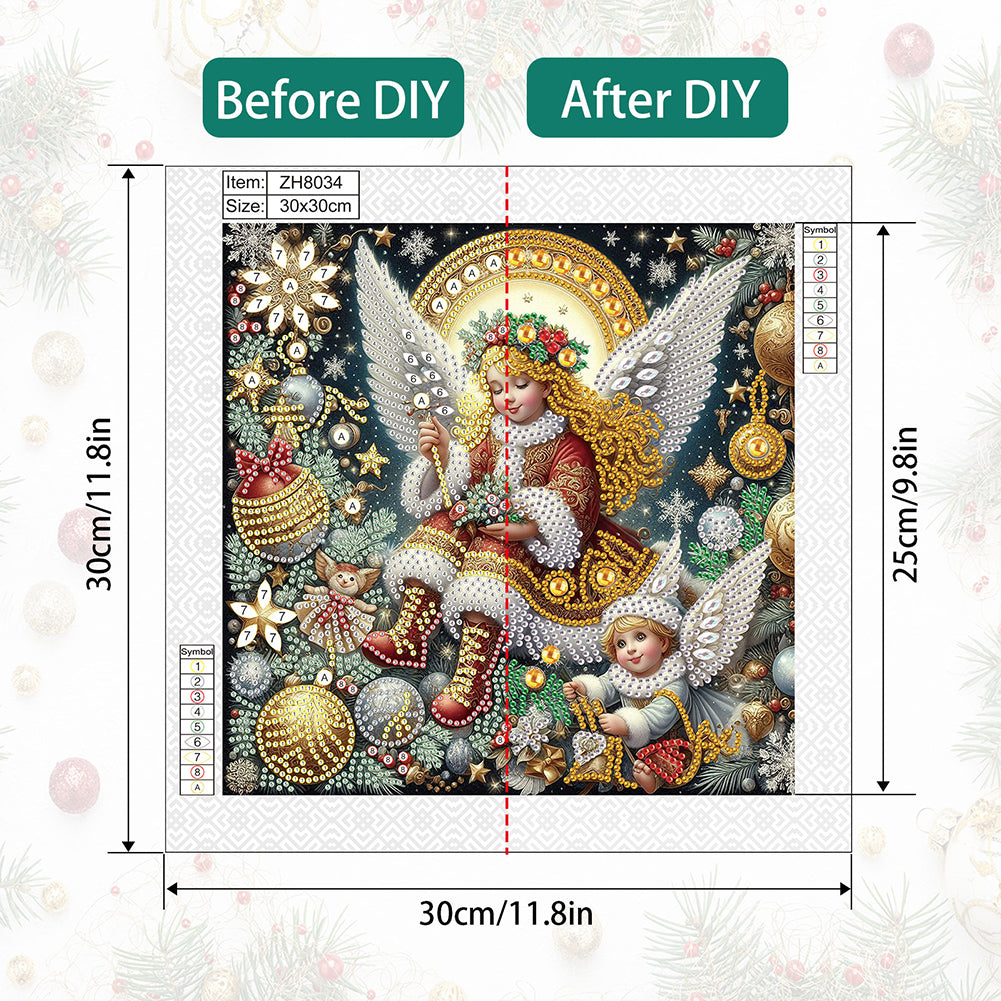 Christmas Atmosphere Angel - Special Shaped Drill Diamond Painting 30*30CM