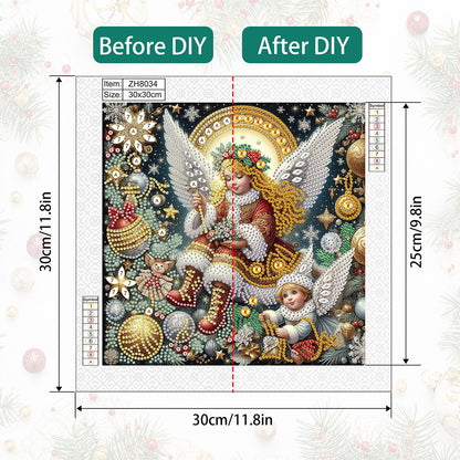 Christmas Atmosphere Angel - Special Shaped Drill Diamond Painting 30*30CM
