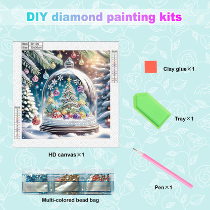 Christmas Atmosphere Crystal Tree - Special Shaped Drill Diamond Painting 30*30CM