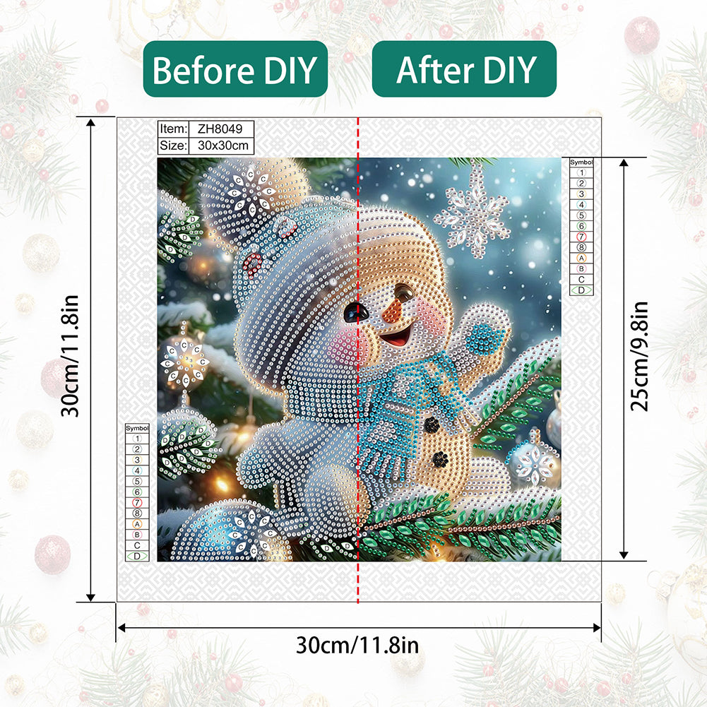 Christmas Atmosphere Snowman - Special Shaped Drill Diamond Painting 30*30CM