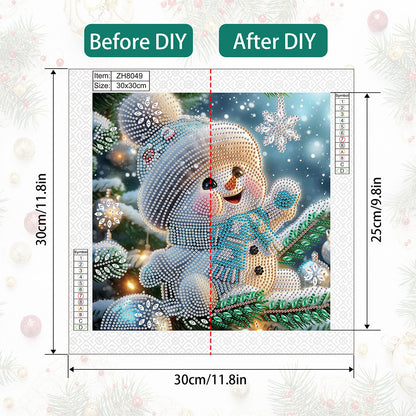 Christmas Atmosphere Snowman - Special Shaped Drill Diamond Painting 30*30CM