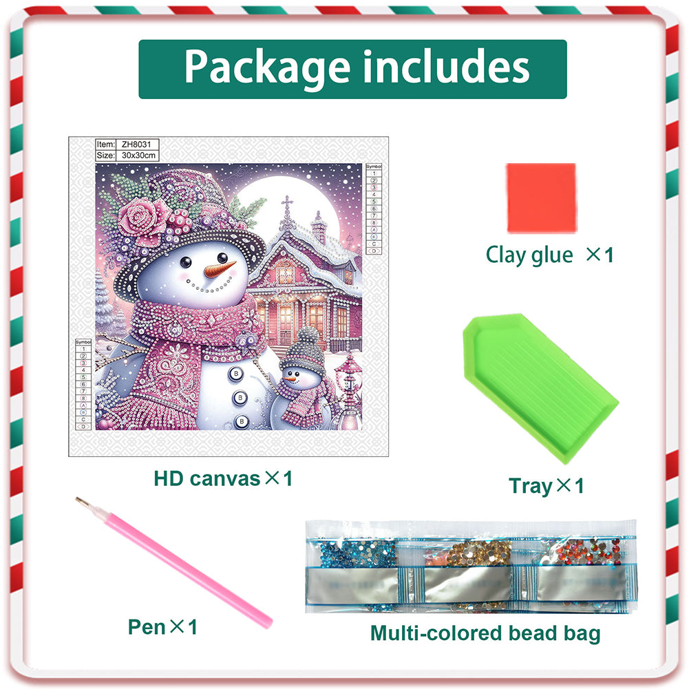 Christmas Atmosphere Snowman - Special Shaped Drill Diamond Painting 30*30CM