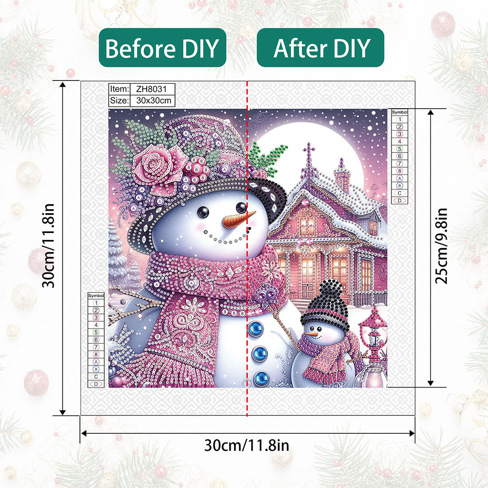 Christmas Atmosphere Snowman - Special Shaped Drill Diamond Painting 30*30CM