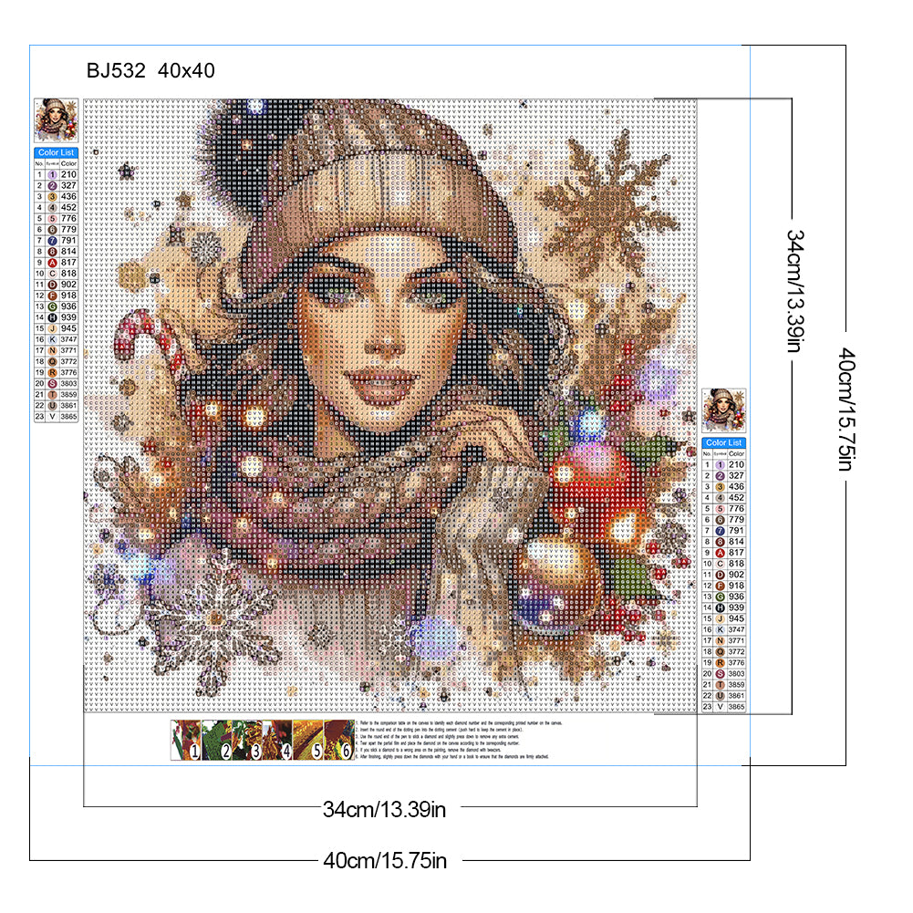 Christmas Girl - Full Round Drill Diamond Painting 40*40CM