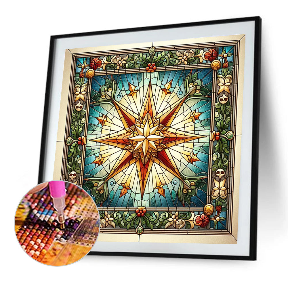 Glass Painting Style Christmas - Full Square Drill Diamond Painting 40*40CM
