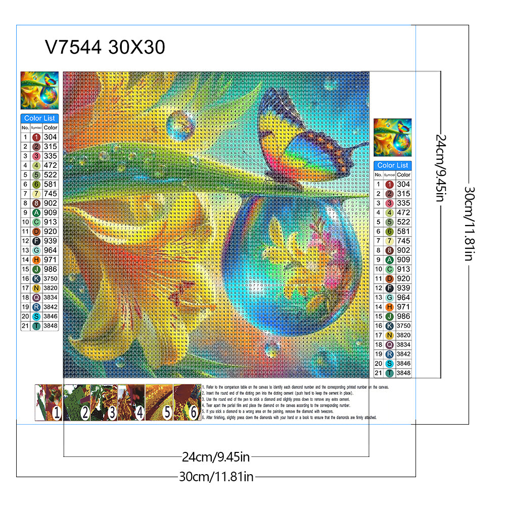 Butterfly Lily - Full Round Drill Diamond Painting 30*30CM
