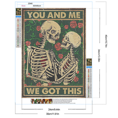 Two Skulls Tarot Cards - Full Round Drill Diamond Painting 30*40CM