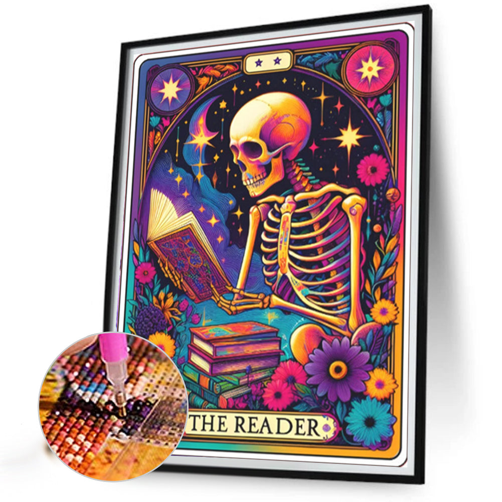 Reader Skeleton - Full AB Round Drill Diamond Painting 40*50CM
