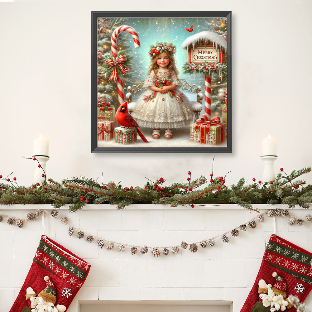 Christmas Girl - Full Round Drill Diamond Painting 40*40CM