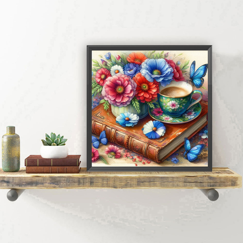 Bouquet Coffee Butterfly - Full Round Drill Diamond Painting 30*30CM